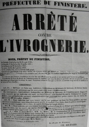 Placard de 1859 du baron Richard , préfet du Finistère  (ADF 4M68)
