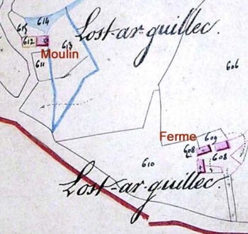 Le site de Lost ar Quillec en 1835